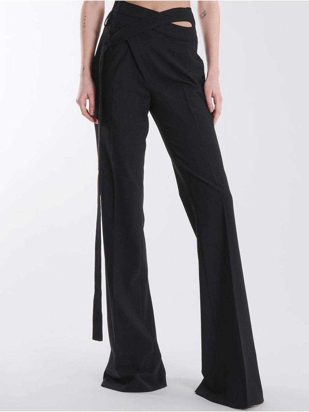 Ottolinger Signature Wrap Suit Pants with Cutouts + Wide-Leg Fit